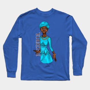 Black is Beautiful - Nigeria African Melanin Girl in traditional outfit Long Sleeve T-Shirt